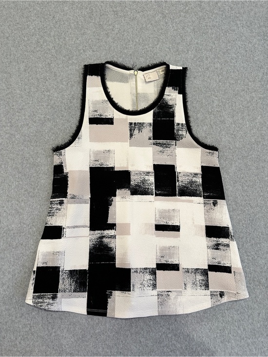 Source Unknown Tops - Sleeveless Geometric Print Tank Top - Black & White